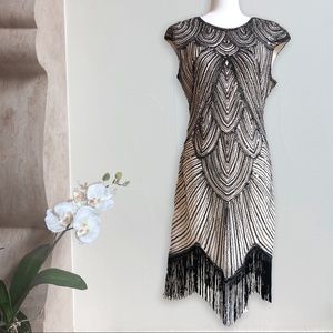 Great Gatsby Charleston Roaring 20s 1920s Sequin Cocktail Flapper Dress